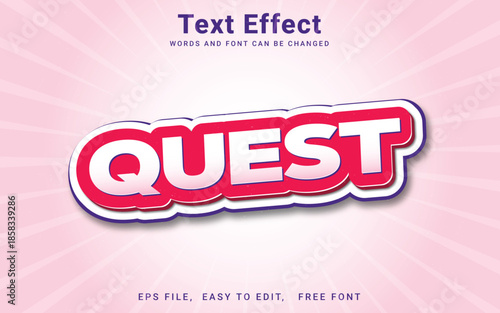 Editable 3d quest text effect vector style in Illustrator