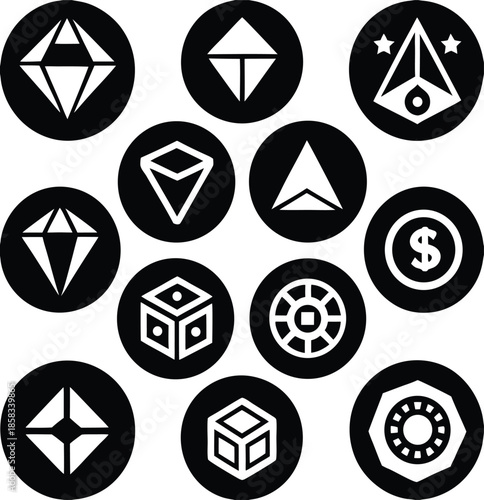 Collection of cryptocurrency logos Vector