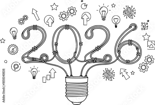 Lightbulb Filament 2026 Idea Vector Illustration Innovation
