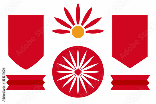Japanese mon or crest with red and white design