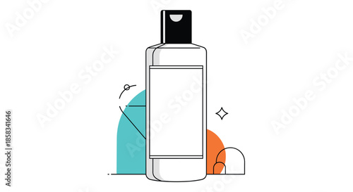 Clean white plastic cosmetic bottle with a black flip cap suitable for packaging shampoo, lotion, or skin care products in a minimalist design.