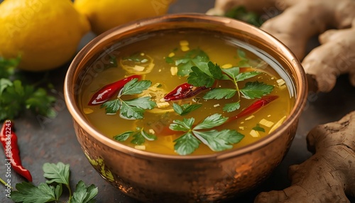 Healing Ginger Lemon Soup with Herbs – Immune Boosting Homemade Broth
