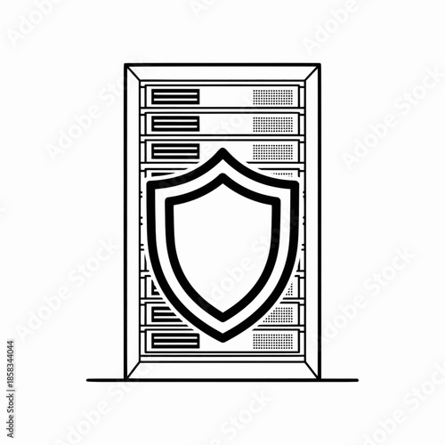 Data center server rack with a large security shield