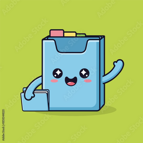 Smiling Cartoon Cash Register with Green Background