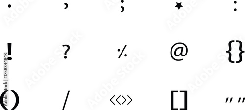 list of punctuation marks in English grammar vector illustration. list of punctuation marks in English grammar vector illustration. isolated on transparent background.