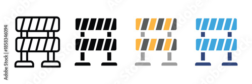 Construction barriers icon set in isolated on white background, Vector