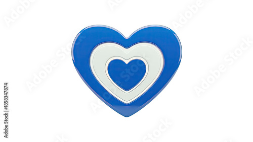 Blue Heart with White Center on White Background