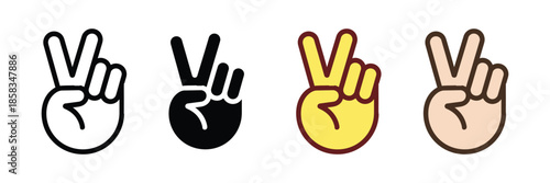 Hand peace icon set. vector illustration. victory symbol. 