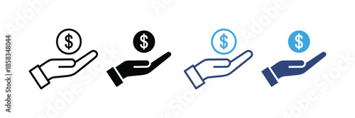Revenue icon set. vector illustration. save dollar, salary, fee, profilt, cash icon. 