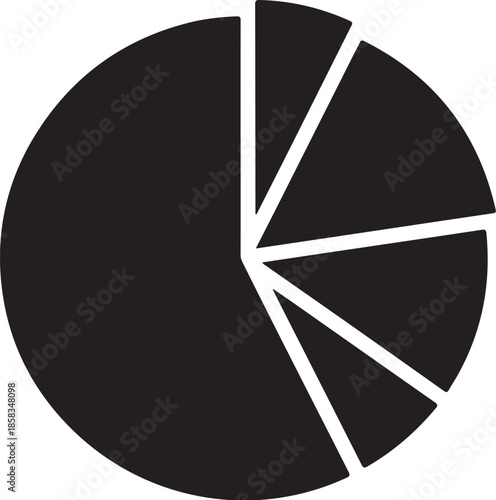 Simple black and white pie chart graphic illustrating data distribution proportions