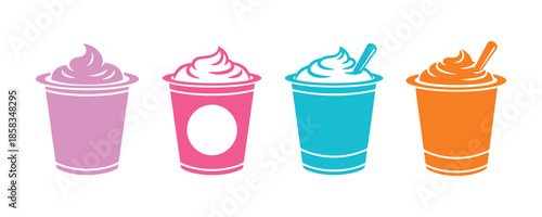 Icon Style of Low-Fat Yogurt in Vector Design

