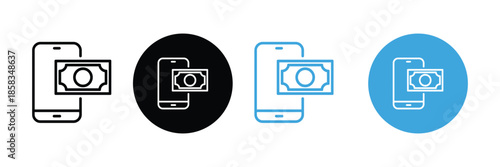 Send money smartphone icon set. vector illustration