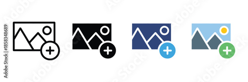 Add photos icon set. vector illustration. Insert image symbol. upload photo icon
