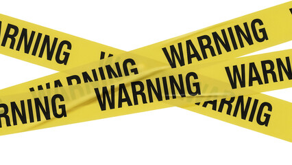 Yellow warning tape PNG isolated on transparent background, caution barrier for construction site and crime scene