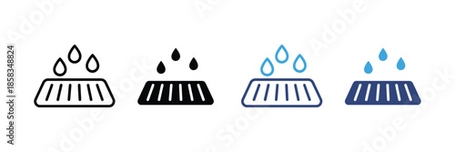 Manhole icon set. road drain symbol. 
