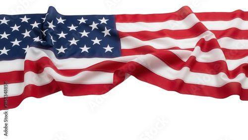 Fotografi Waving American flag PNG isolated on transparent background, patriotic symbol fo