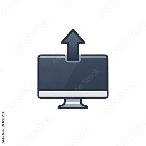 Modern computer monitor with upward arrow on screen