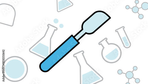 Flat style laboratory spatula for experiments and scientific analysis