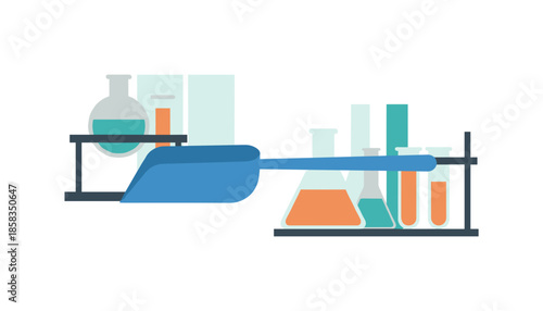 Laboratory spatula tool on science background for chemistry research