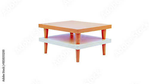 Two-Tiered Orange and Beige Coffee Table with Tapered Legs