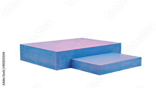 Two Blue Rectangular Pedestals on White Background