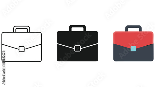 Collection of different briefcase icons in various colors and styles