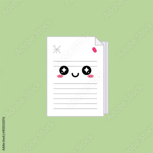 Smiling Document Character with Cheeks and Eyes