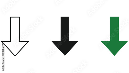 Three arrows pointing downward in different colors