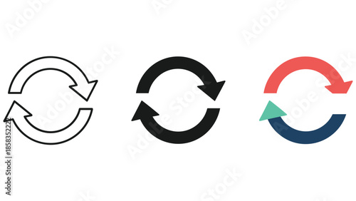 Circular arrows icon set for refresh and reload