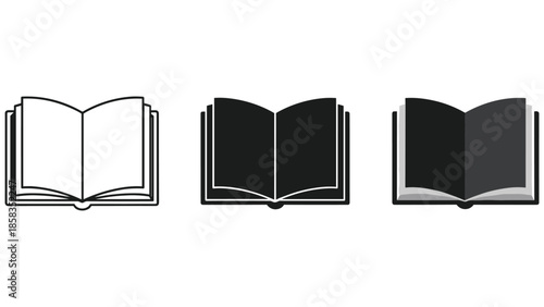 Open book icons in different shades and styles