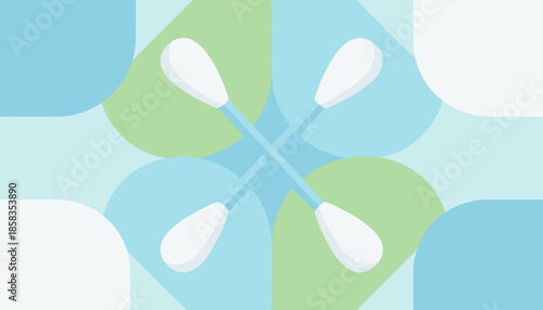 Crossed sterile cotton swabs illustration for healthcare cleanliness