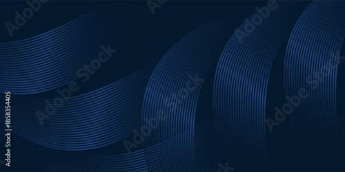 3D modern wave curve abstract presentation background. Luxury paper cut background. Abstract decoration, golden pattern, halftone gradients, 3d Vector illustration. Dark blue background