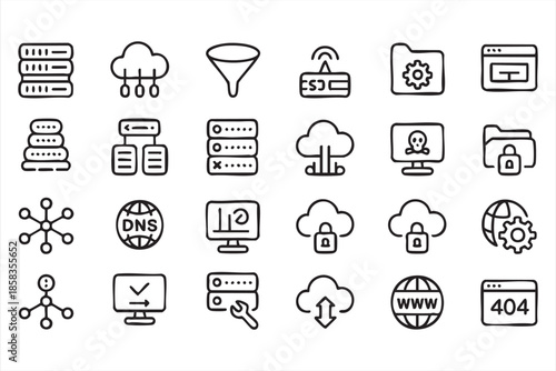 Cloud Infrastructure and DevOps Security Line Icons