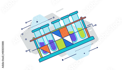 Abstract test tube holder illustration for scientific research concept