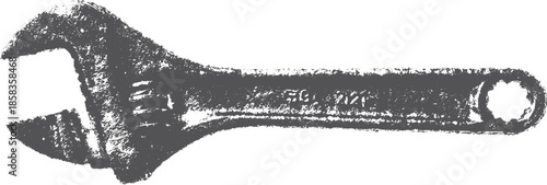 Wrench tool for plumbing and repair. A detailed metal icon in flat style, ideal as a vector illustration set.