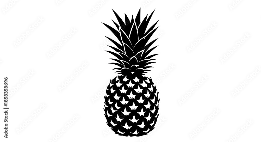 Obraz premium Pineapple silhouette on white background