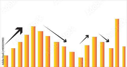 Vector illustration of a growth chart with arrow's.