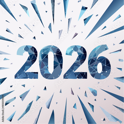 Futuristic 2026 design with explosive blue crystal effect