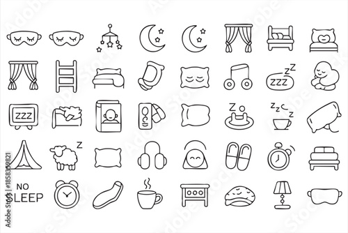 Sleep and Bedtime UI Icons for Wellness Apps and Night Routines