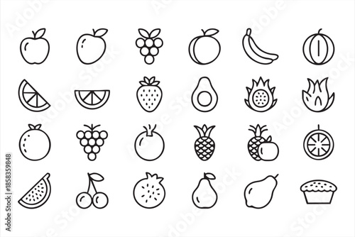 Fruit UI Icons for Nutrition Apps, Grocery Platforms, and Food Dashboards