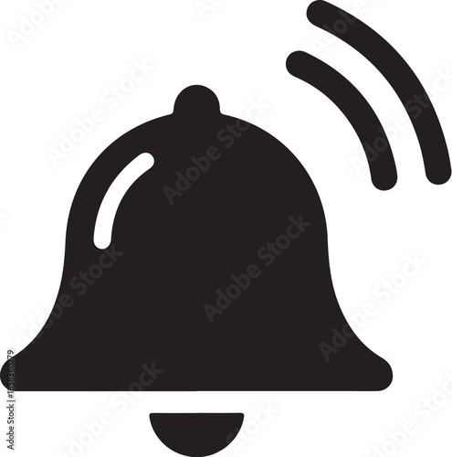 Simple black ringing notification bell icon design isolated on white