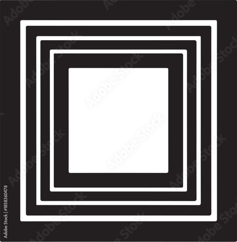 Minimalist black and white nested square graphic design element illustration