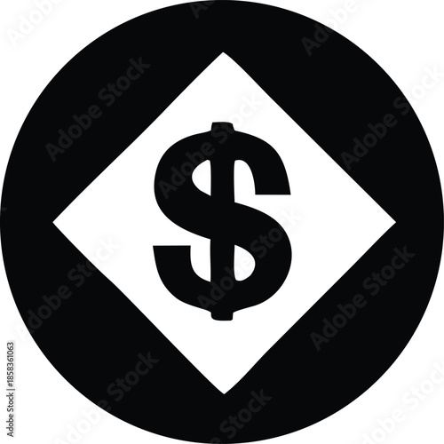 Dollar symbol in diamond shape Vector
