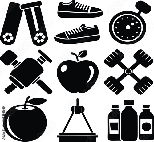 Fitness and nutrition icons Vector