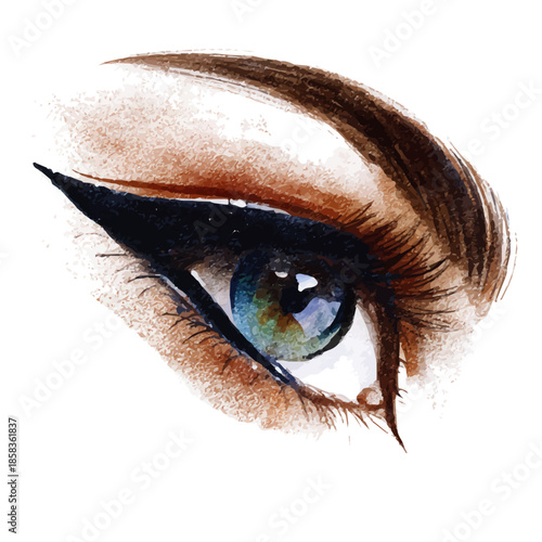 Eyeliner watercolor artwork, high-quality professional vector illustration isolated on a white background.