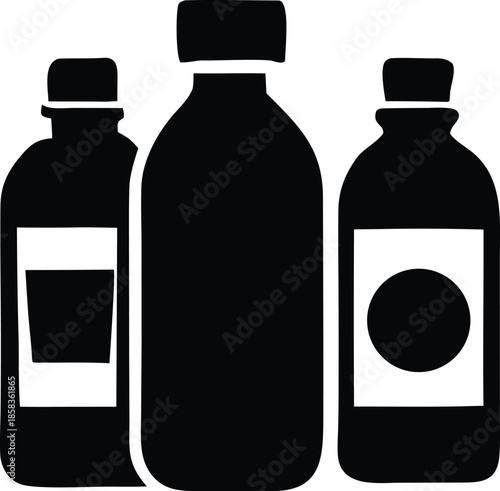 Three bottles in a row Vector