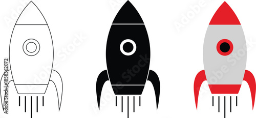 Space rocket in space, rocket flying for space, launch spaceship or spacecraft. rocket vector illustration icon.