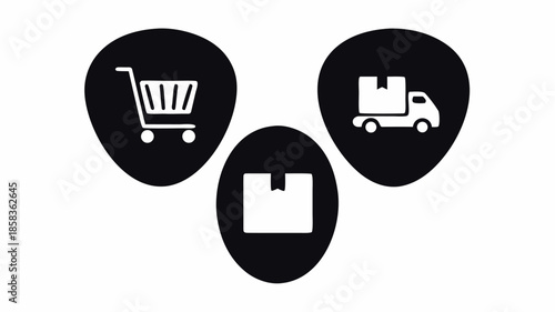 E-commerce delivery and shopping icons for online business