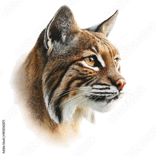 Watercolor painting of Wildcat, detailed and artistic vector illustration on a white background.