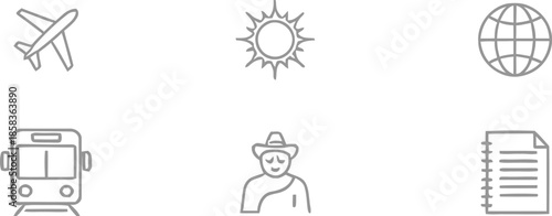 Travel and transportation icons for global adventure